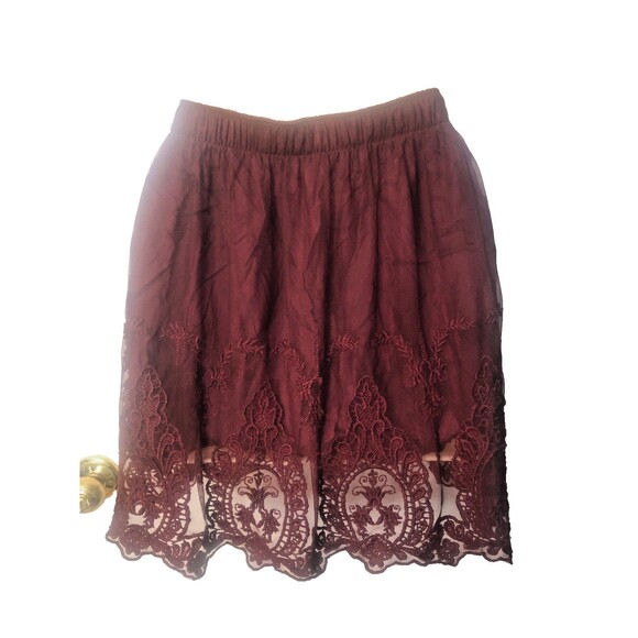 Abercrombie Fitch Women Mini Skirt S Wide Elastic WaistBand Toile Overlay - Picture 2 of 7